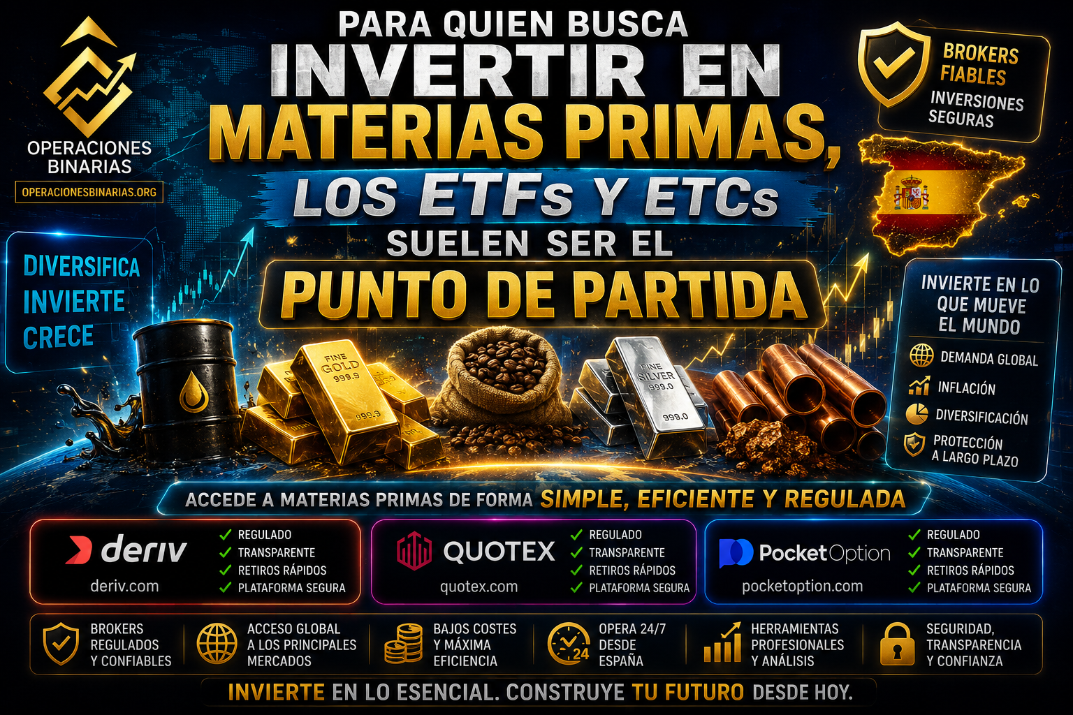 Materias primas más habituales para el inversor español